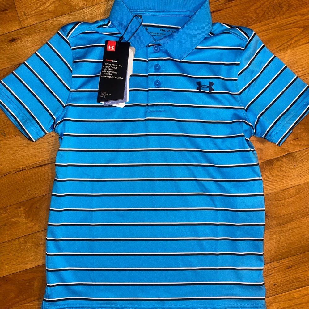 Youth small NEW WITH TAGS under armour gold polo shirt